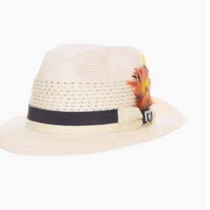 STACY ADAMS Tyce Fedora BIEGE/BLACK  Poly Braided Pinch Front Hat SZ LARGE 7 1/4